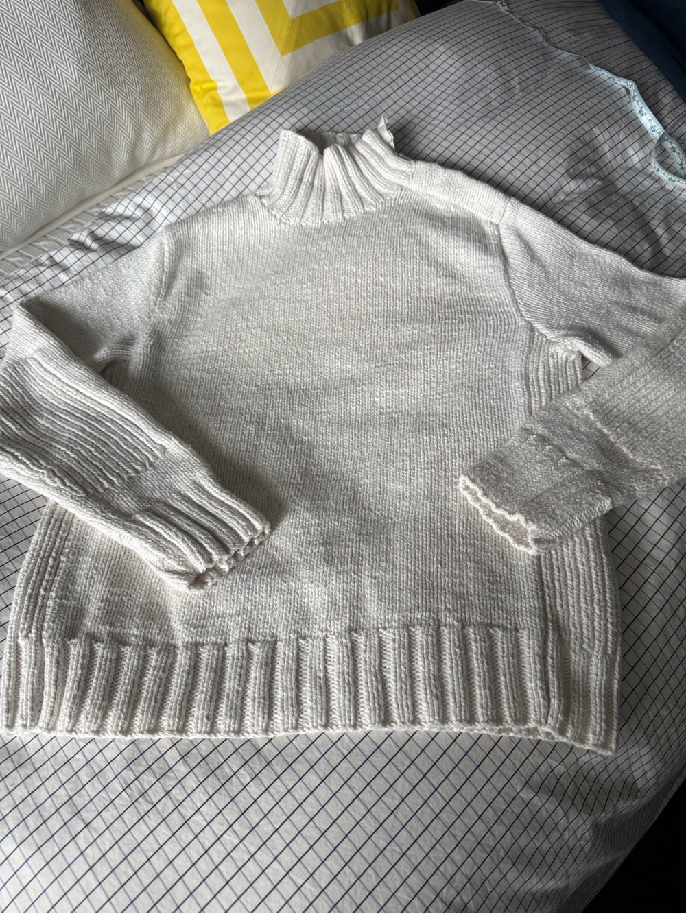 RLX Ralph Lauren Cream Ribbed Linen Cotton Blend Turtleneck Sweater